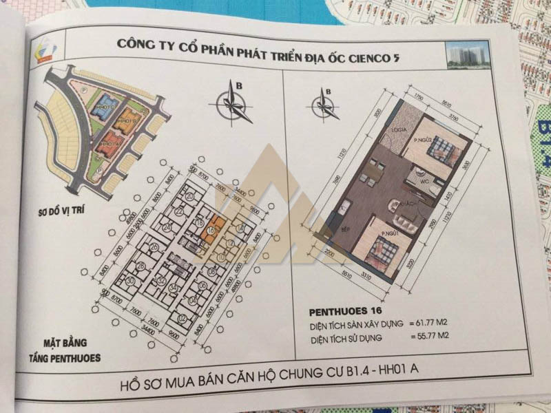 mặt bằng căn hộ penthouse thanh hà b1.4 hh01