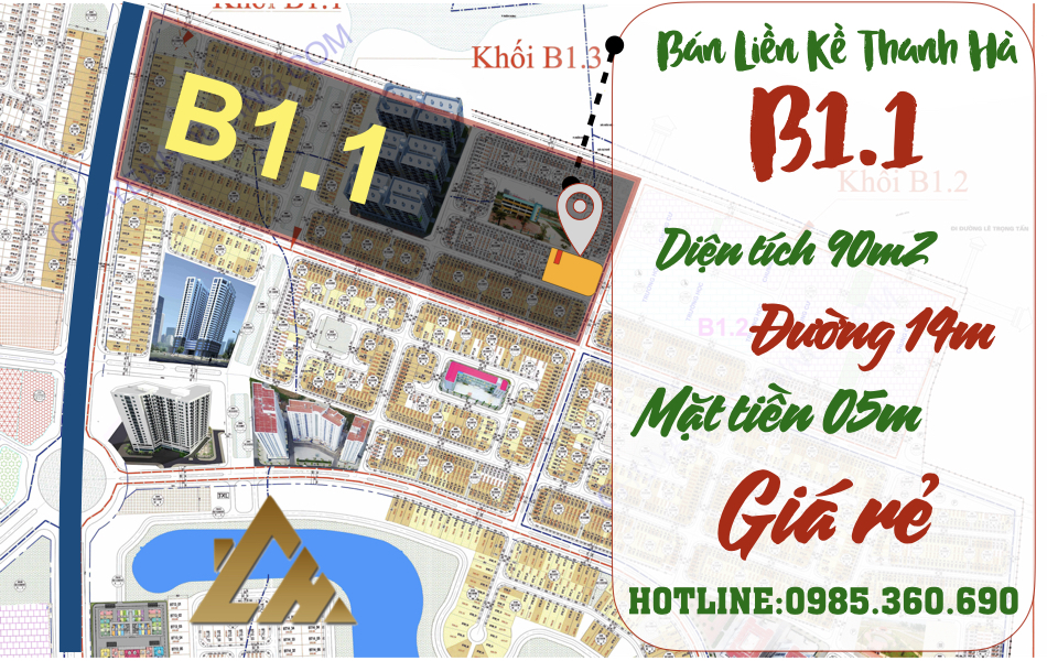 bán liền kề thanh hà b1.1 liền kề 12