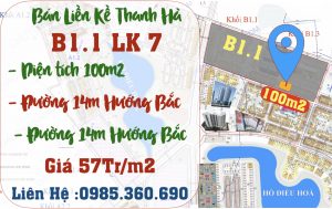 bán liền kề thanh hà b1.1 liền kề 7
