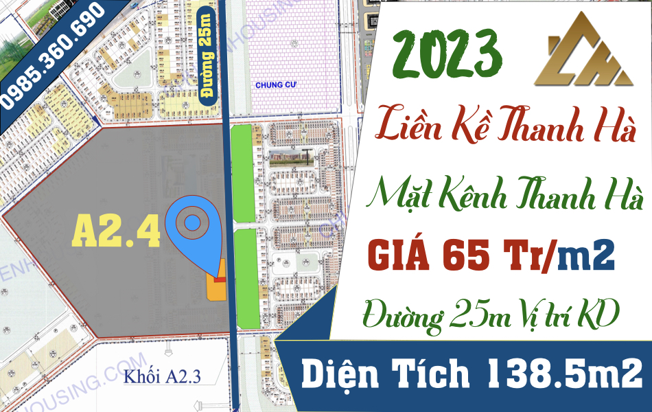 bán liền kề thanh hà mặt kênh
