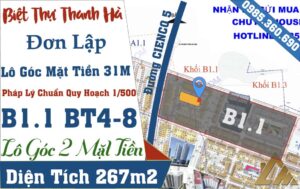 bán biệt thự đơn lập thanh hà lô góc