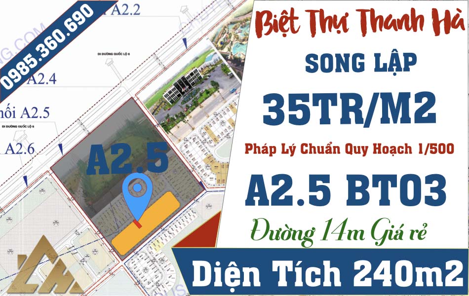 biệt thự thanh hà nhìn sân golf