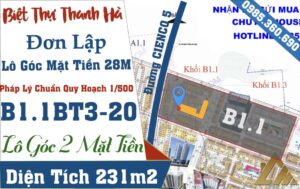 biệt thự thanh hà b1.1 biệt thự 3 lô góc