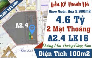 bán liền kề thanh hà nhìn vườn hoa giá rẻ