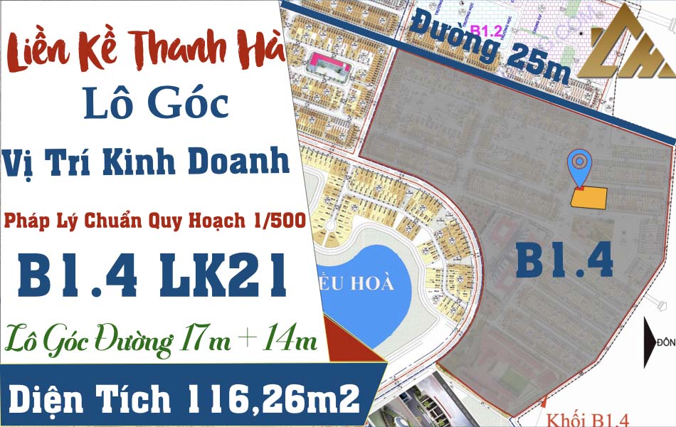 bán liền kề thanh hà b1.4 lô góc giá rẻ