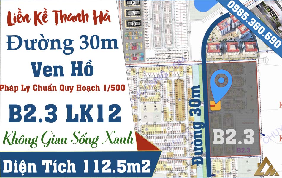bán liền kề thanh hà b2.3 đường 30m