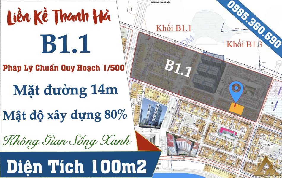 bán liền kề thanh hà b1.1 liền kề 8