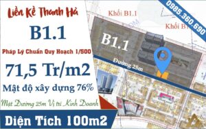 bán liền kề thanh hà b1.1 đường 25m giá rẻ
