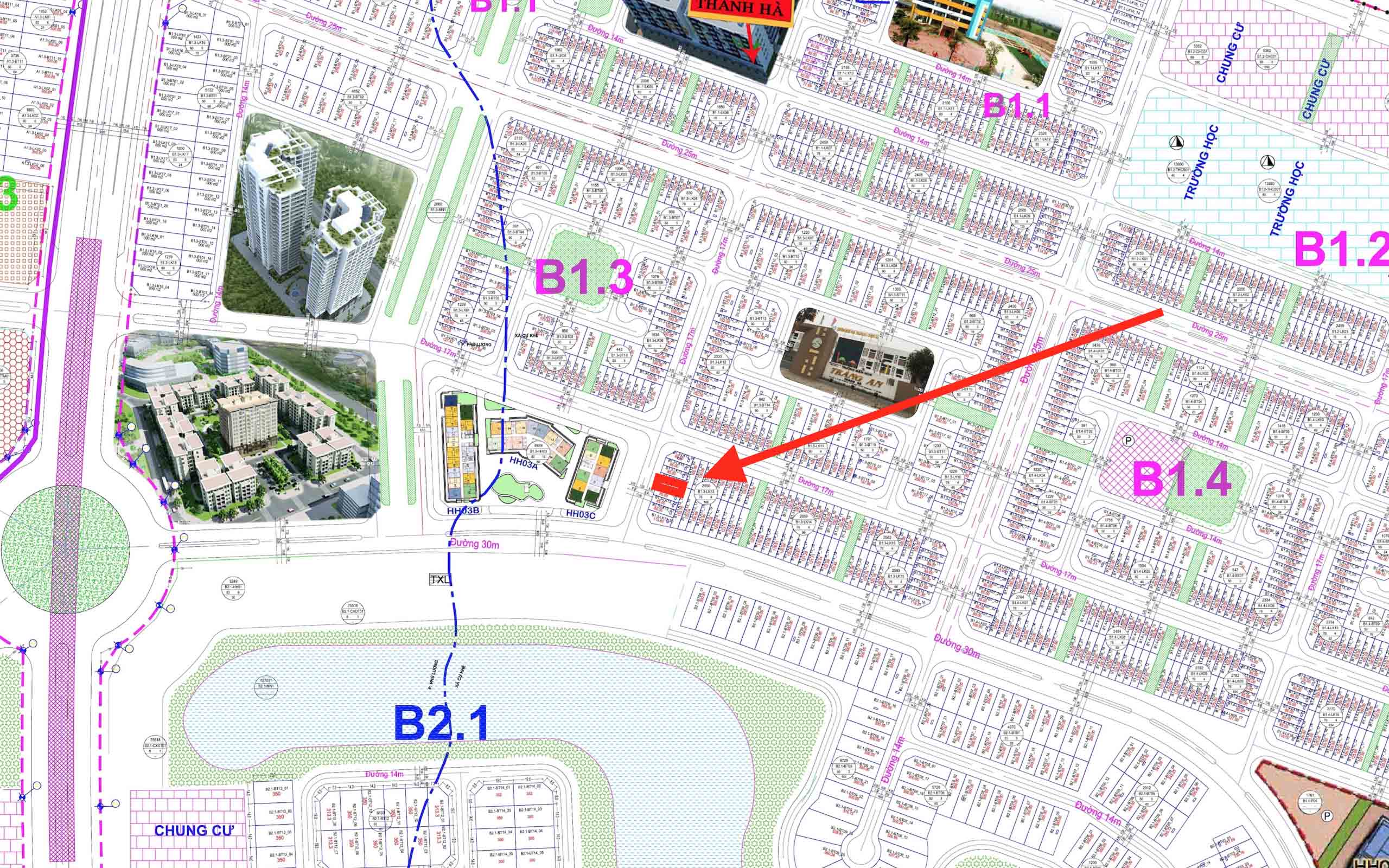 bán liền kề thanh hà b1.3 liền kề 13