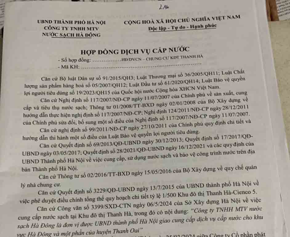 nước sạch hà đông