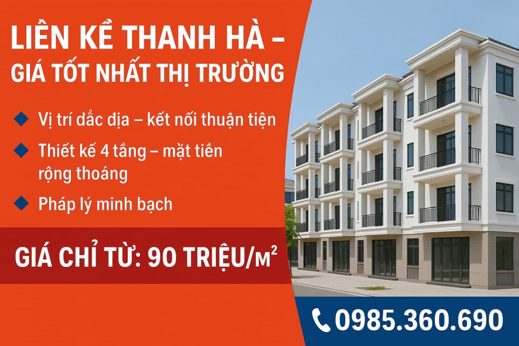 giá liền kề biệt thự thanh hà tháng 5/2025
