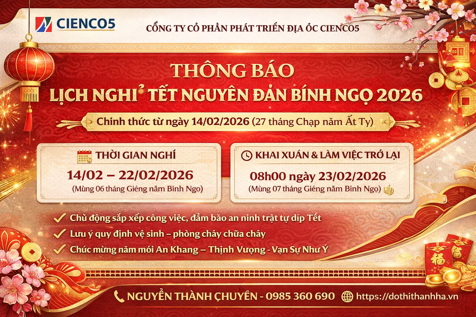 lịch nghỉ tết 2026 thanh hà
